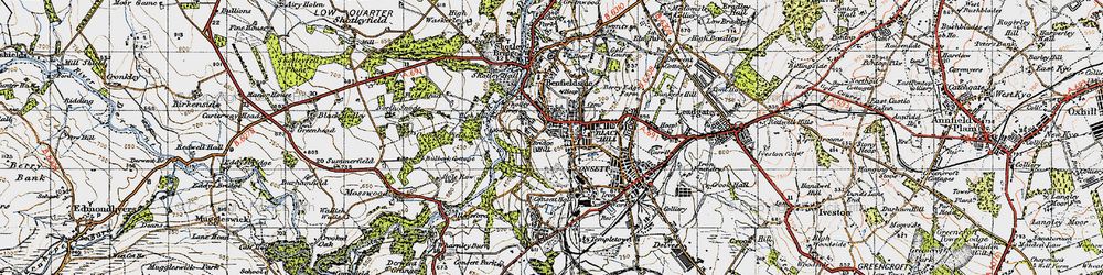 Old map of Blackhill in 1947