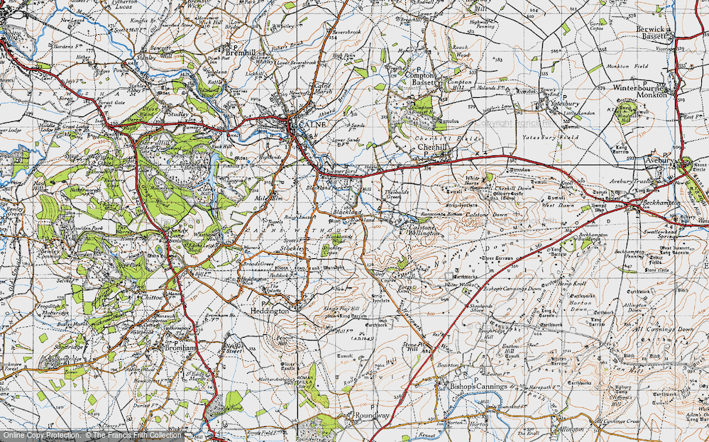 Old Map of Historic Map covering Blackland Wood in 1940