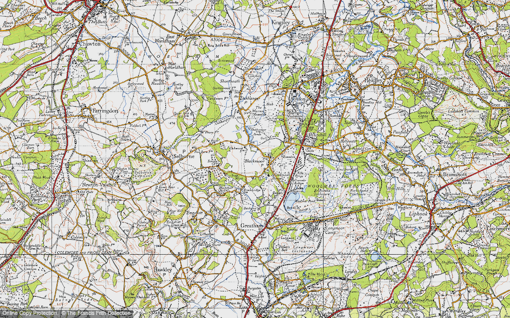 Old Map of Historic Map covering Blackmoor Ho in 1940