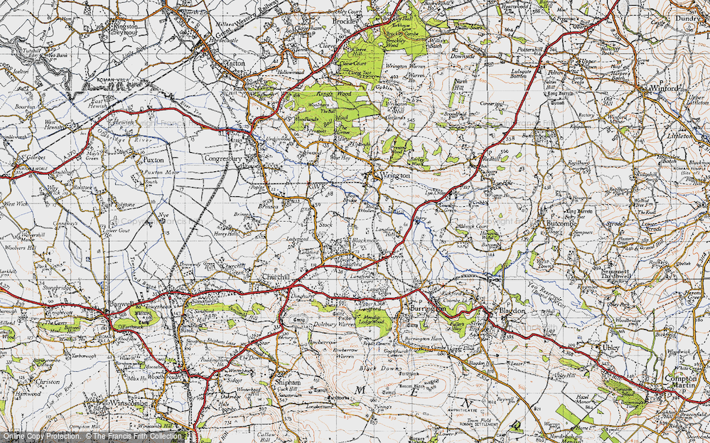 Old Map of Historic Map covering Beam Br in 1946