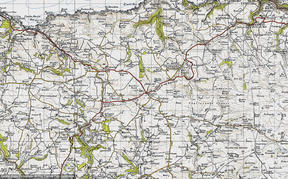 Old Map of Historic Map covering Wistlandpound in 1946