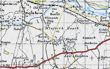 Old map of Whitcombe Vale in 1945