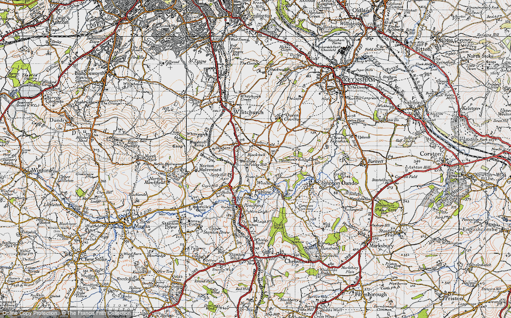 Old Map of Historic Map covering Wooscombe Bottom in 1946