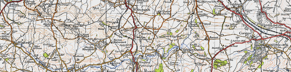 Old map of Wooscombe Bottom in 1946