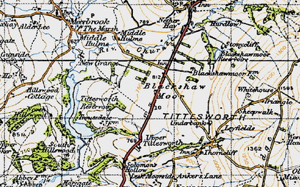 Old map of Tittesworth Reservoir in 1947