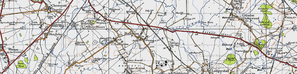 Old map of Blackthorn in 1946
