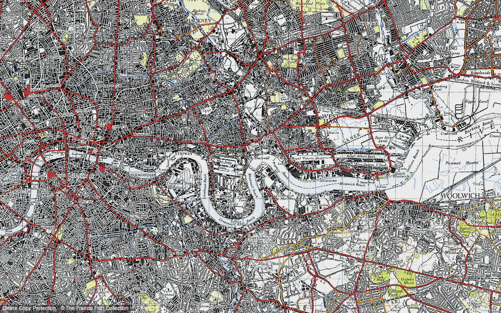 Old Map of Historic Map covering Bugsby's Reach in 1946