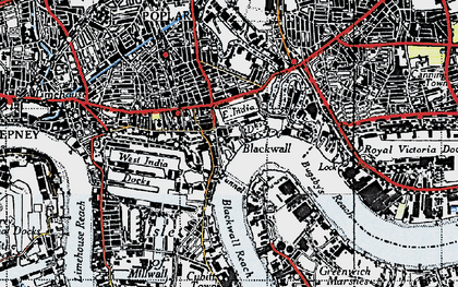 Old map of Bugsby's Reach in 1946