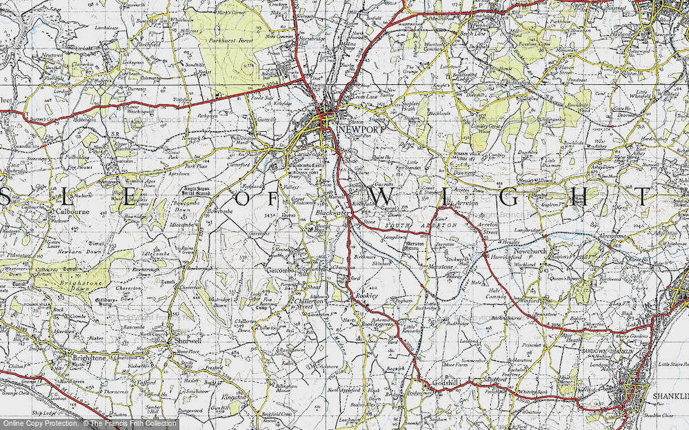Old Map of Historic Map covering River Medina in 1945