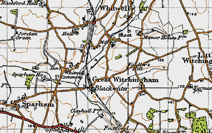 Old map of Blackwater in 1945