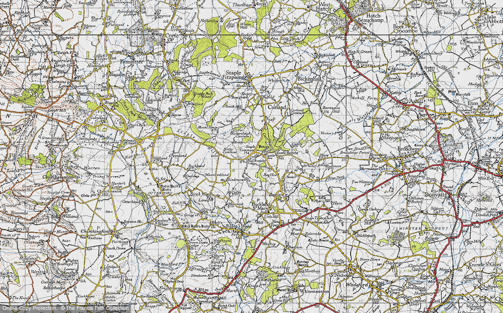 Old Map of Historic Map covering Britty Common in 1946