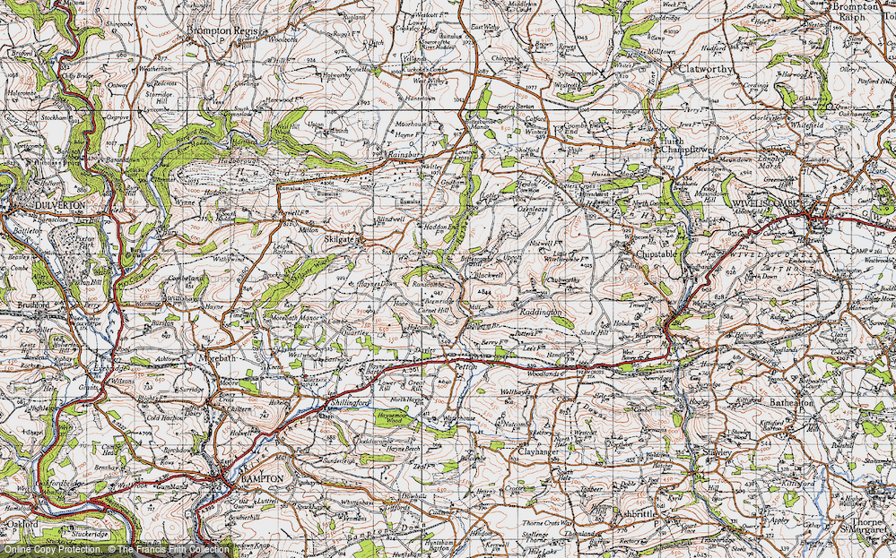 Old Map of Historic Map covering Bittescombe Hill in 1946