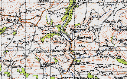 Old map of Bittescombe Hill in 1946