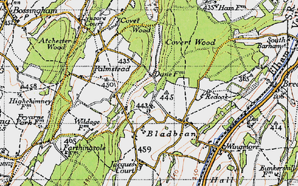 Old map of Bladbean in 1947