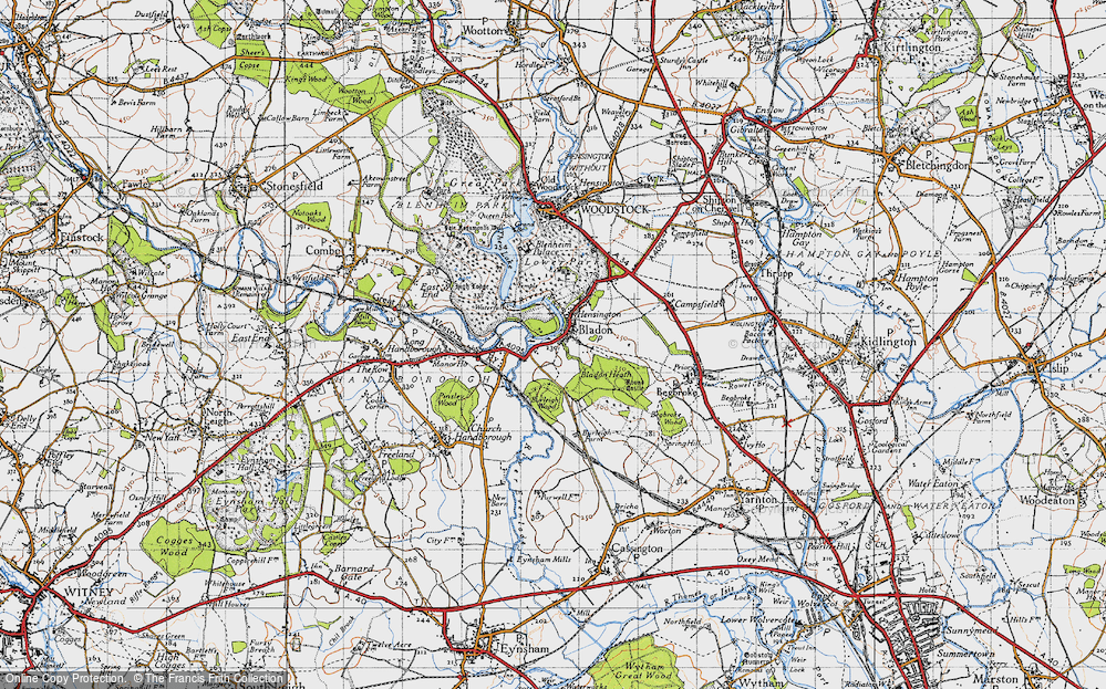 Old Map of Historic Map covering Bladon Heath in 1946