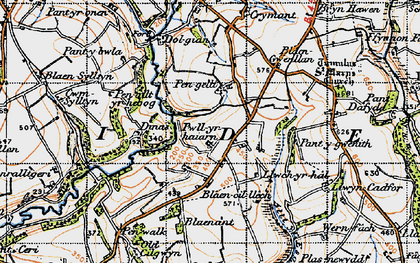 Old map of Blaen-Cil-Llech in 1947