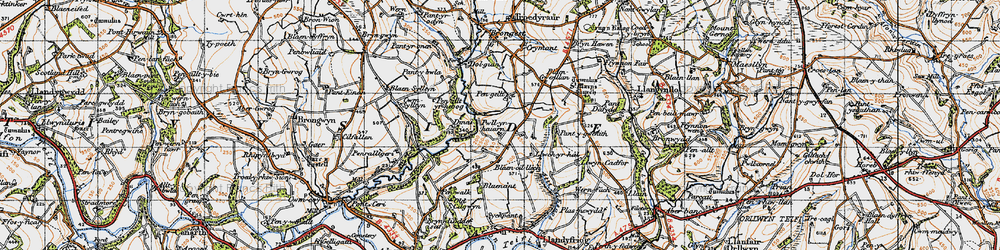 Old map of Blaen-Cil-Llech in 1947