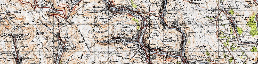 Old map of Blaen Clydach in 1947