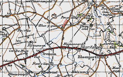 Old map of Blaenannerch in 1947