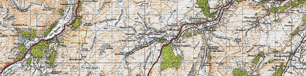 Old map of Afon Diwaunedd in 1947