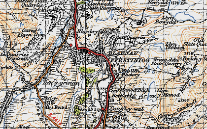 Old map of Blaenau Ffestiniog in 1947