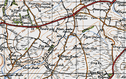 Old map of Afon Bedw in 1947
