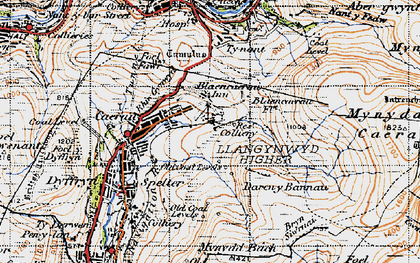 Old map of Blaencaerau in 1947
