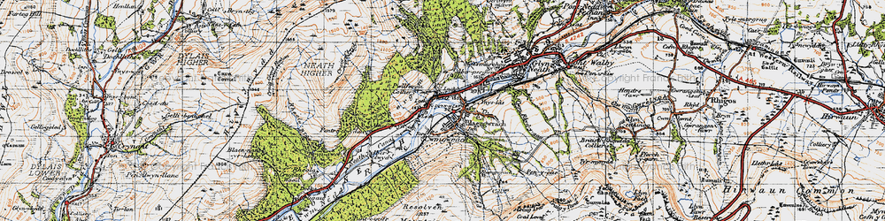 Old map of Aber-pergwm Wood in 1947