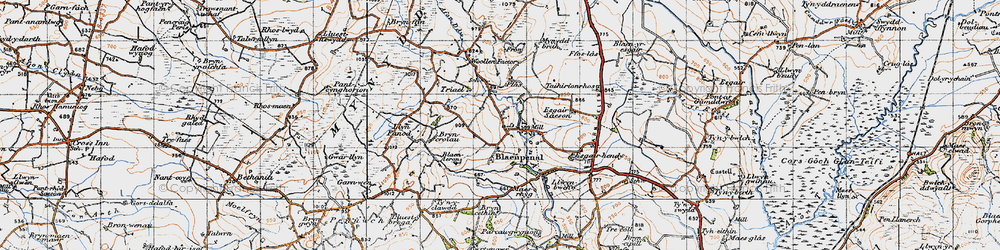 Old map of Blaenpennal in 1947