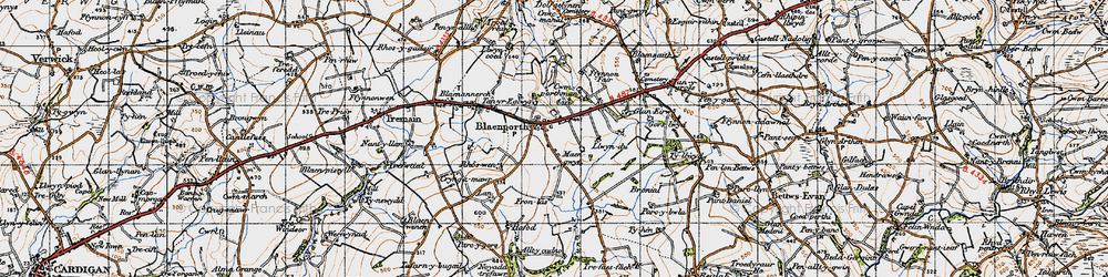Old map of Blaenporth in 1947