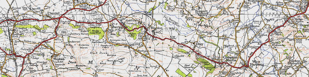 Old map of Blagdon in 1946