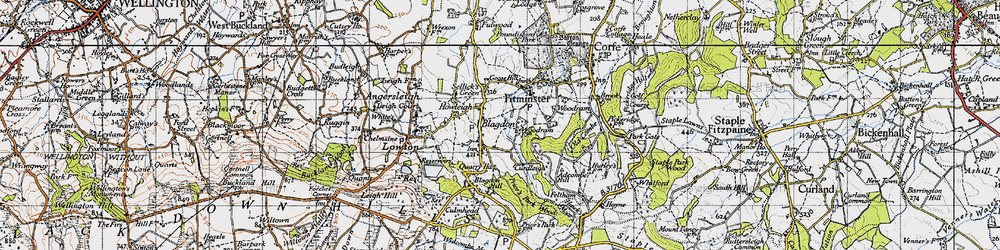 Old map of Blagdon Hill in 1946