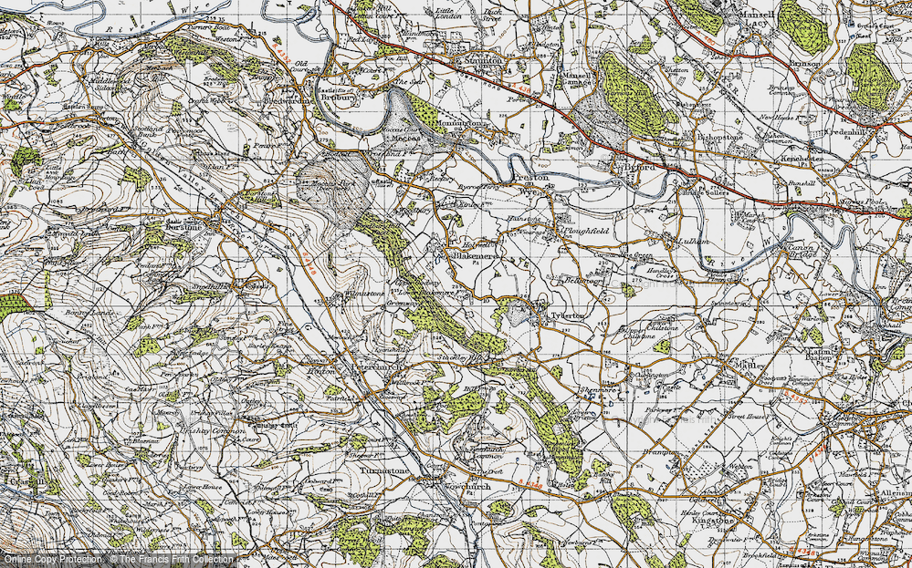 Old Map of Historic Map covering Blakemere Hill Wood in 1947