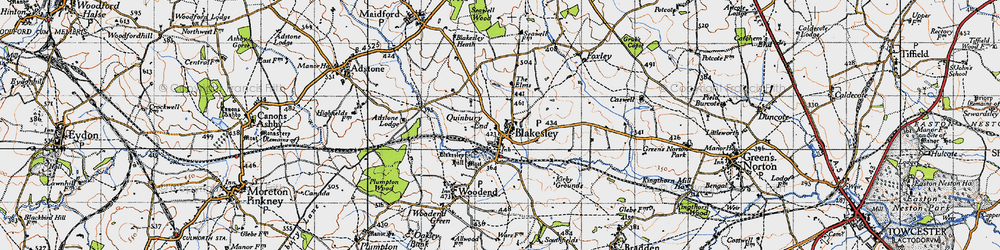 Old map of Blakesley in 1946