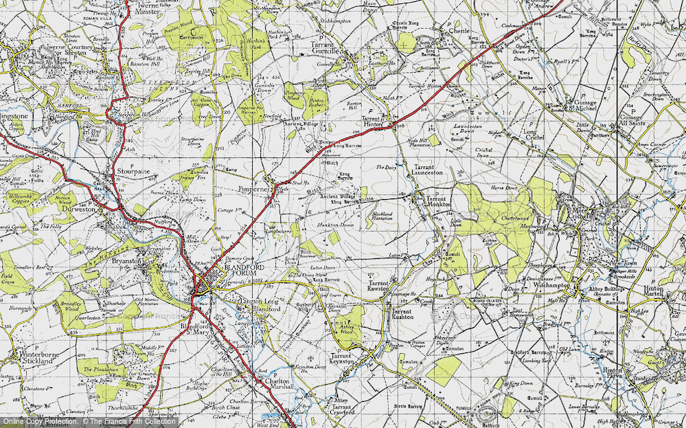 Old Map of Historic Map covering Luton Down in 1940