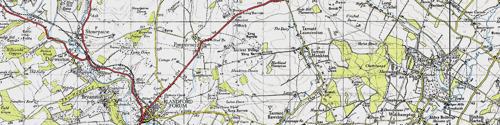 Old map of Blandford Camp in 1940