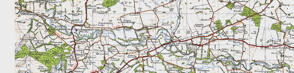 Old map of Lintlaw Burn in 1947
