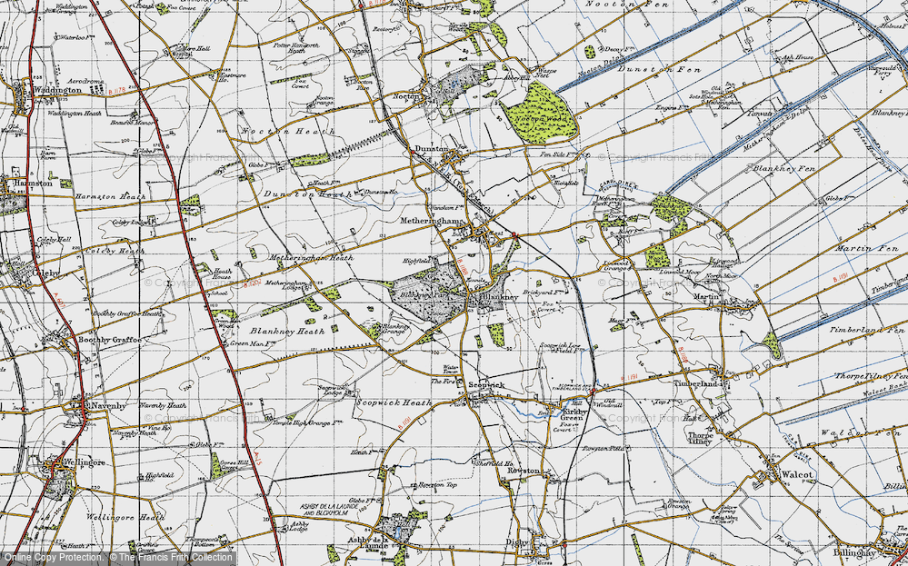Old Map of Historic Map covering Blankney Grange in 1947