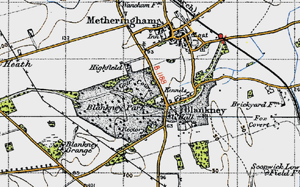 Old map of Blankney Grange in 1947