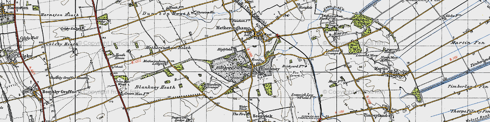 Old map of Blankney Heath in 1947