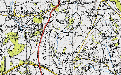 Old map of Blannicombe in 1946