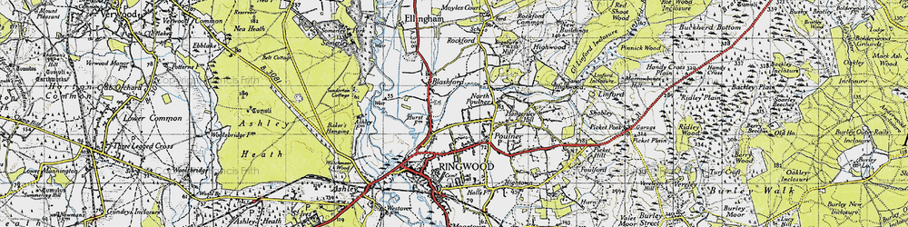 Old map of Baker's Hanging in 1940