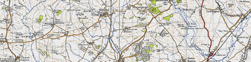 Old map of Blaston in 1946