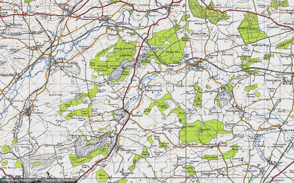 Old Map of Historic Map covering Blatherwycke Lake in 1946