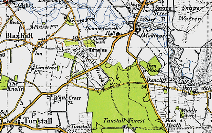 Old map of Tunstall Forest in 1946