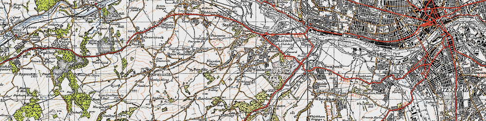 Old map of Blaydon in 1947