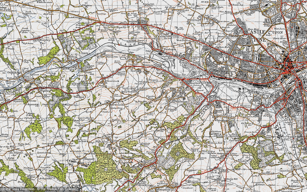 Old Map of Blaydon Burn, 1947 in 1947