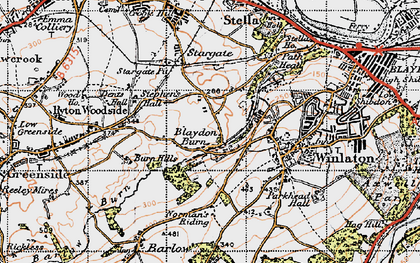 Old map of Blaydon Burn in 1947
