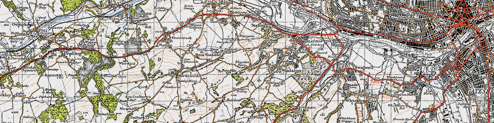 Old map of Blaydon Burn in 1947