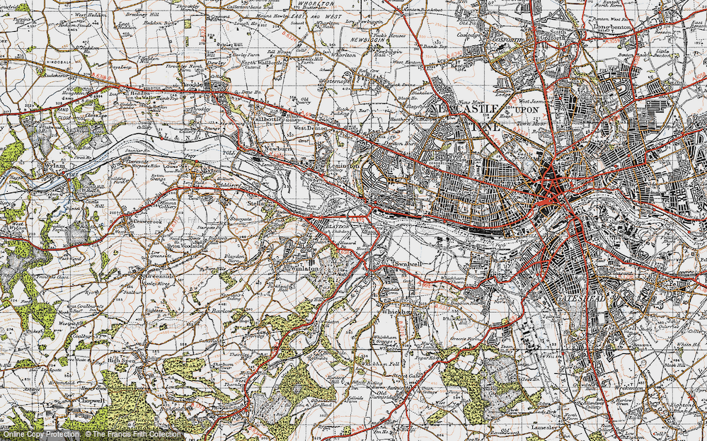 Old Map of Blaydon Haughs, 1947 in 1947